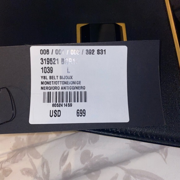 Black leather Saint Laurent Onyx Bijoux belt